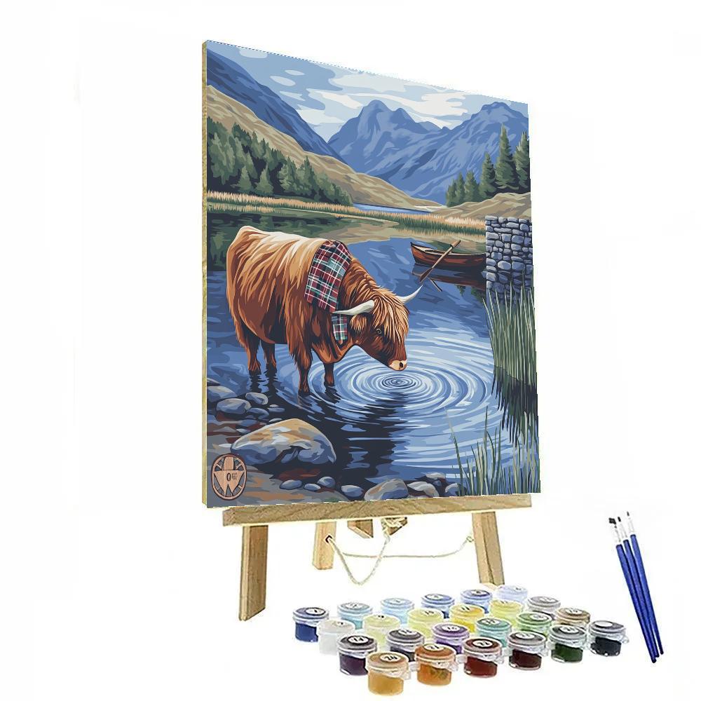 Loch Reflection With Highland Cow DIY paint by numbers