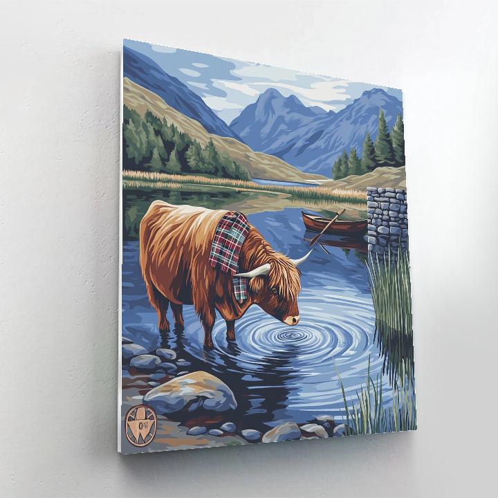 Loch Reflection With Highland Cow DIY paint by numbers