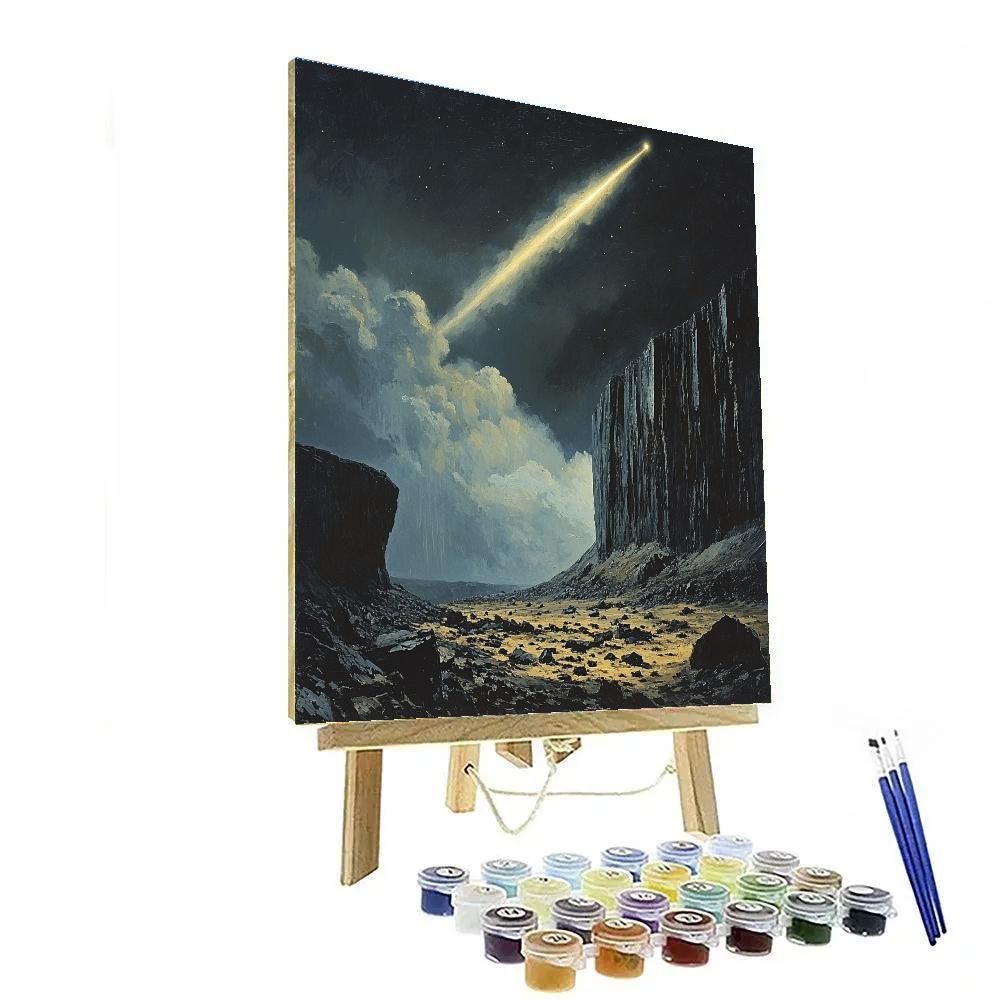 Francisco Goya Inspired Comet Glow Above Basalt Cliffs Painting by numbers kit