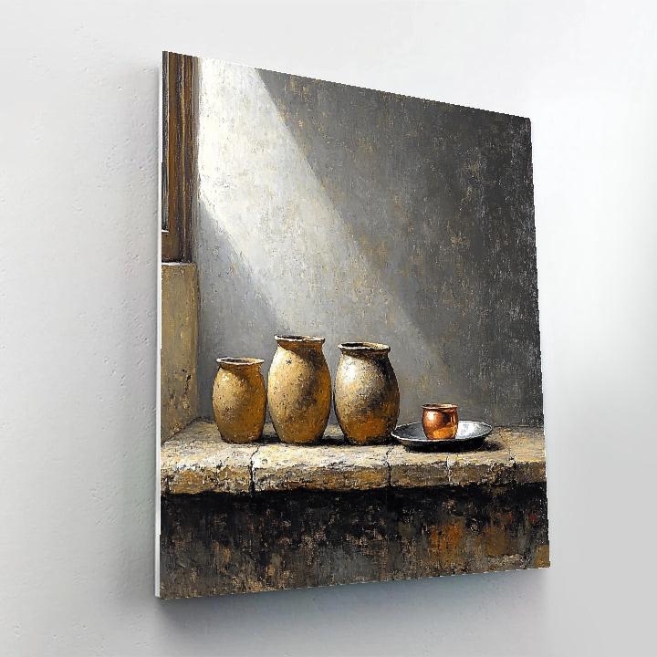 Diego Velázquez Inspired Silvery Bodegon Of Earthenware Jars And Copper Glimmer paint by number