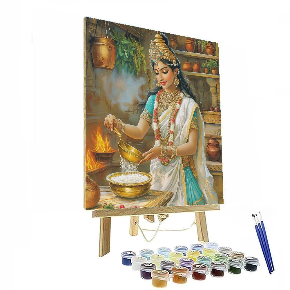 Parvati Moonlit Annapurna Kitchen Blessing painting number kit