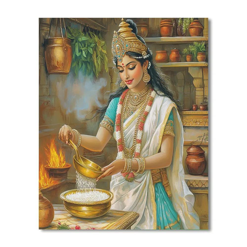Parvati Moonlit Annapurna Kitchen Blessing painting number kit