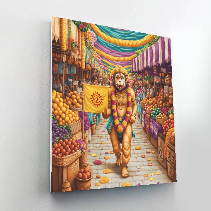 Hanuman Rainbow Market Parade Scene Numbered painting kits