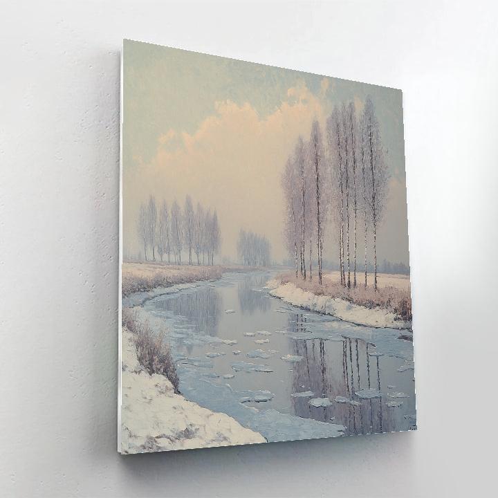 Claude Monet Inspired Thawing Canal Under Pearl Gray Sky painting number kit