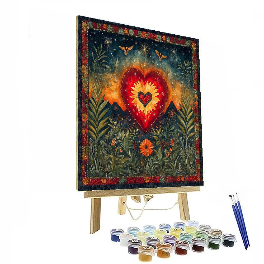 Frida Kahlo Inspired Volcanic Heart Nebula Garden paint by color