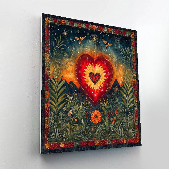 Frida Kahlo Inspired Volcanic Heart Nebula Garden paint by color