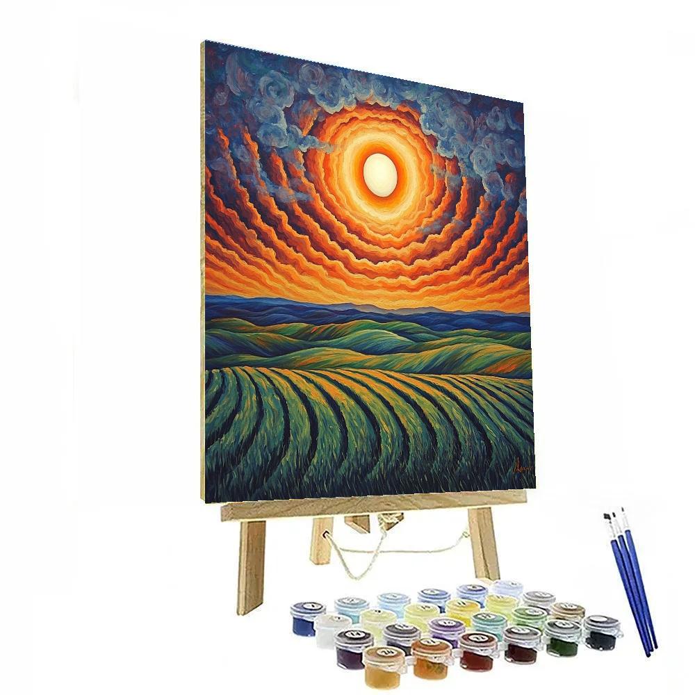 Edvard Munch Inspired Eclipse Glow Over Trembling Fields paint by color