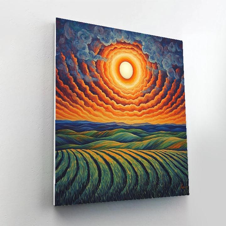 Edvard Munch Inspired Eclipse Glow Over Trembling Fields paint by color