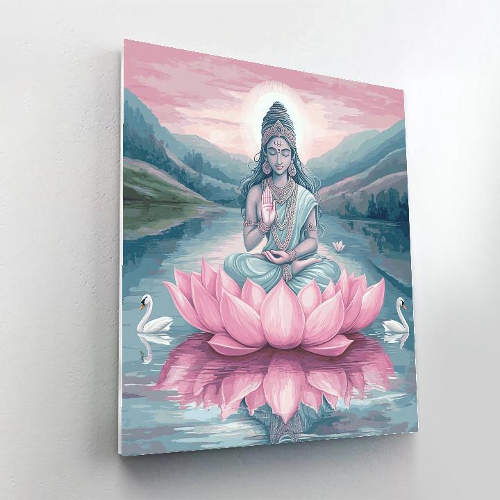 Lotus Mirror Lake Parvati Meditation Painting by numbers kit