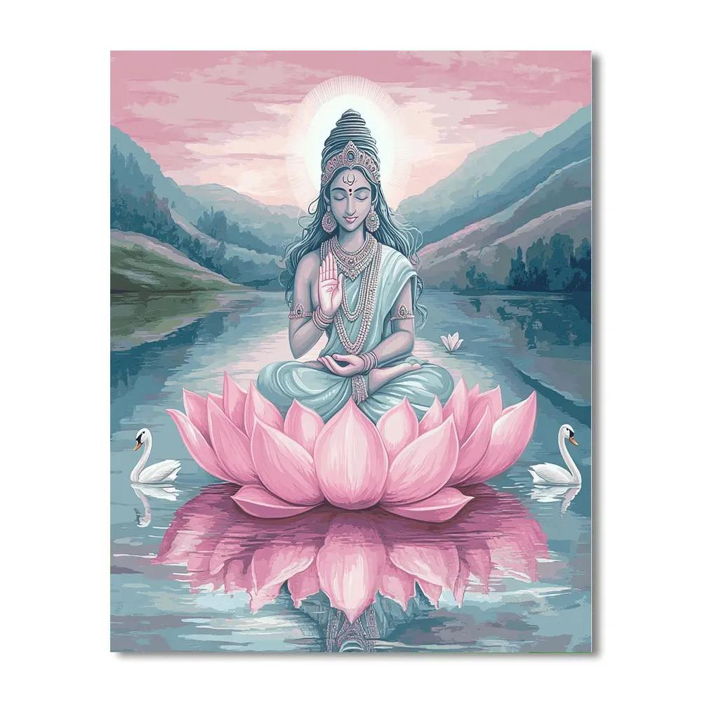 Lotus Mirror Lake Parvati Meditation Painting by numbers kit