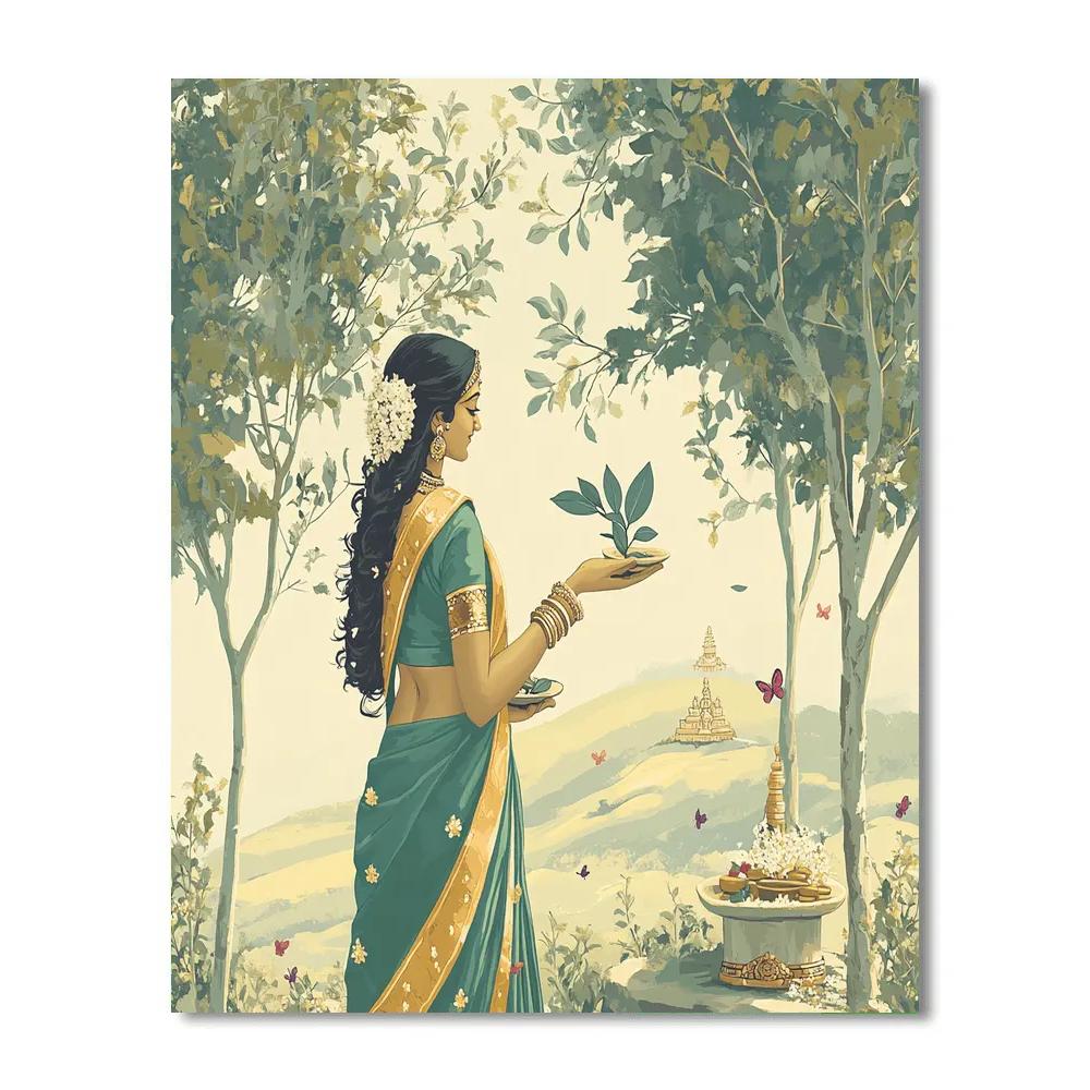 Parvati Crowned In Forest Of Bilva Leaves DIY paint by numbers