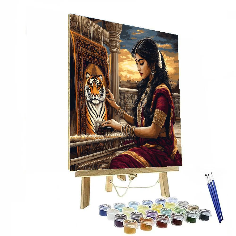 Parvati With Sacred Tiger Pattern Tapestry Painting by numbers kit