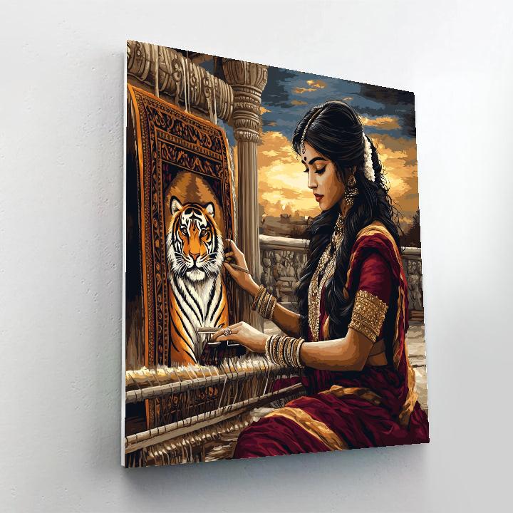 Parvati With Sacred Tiger Pattern Tapestry Painting by numbers kit
