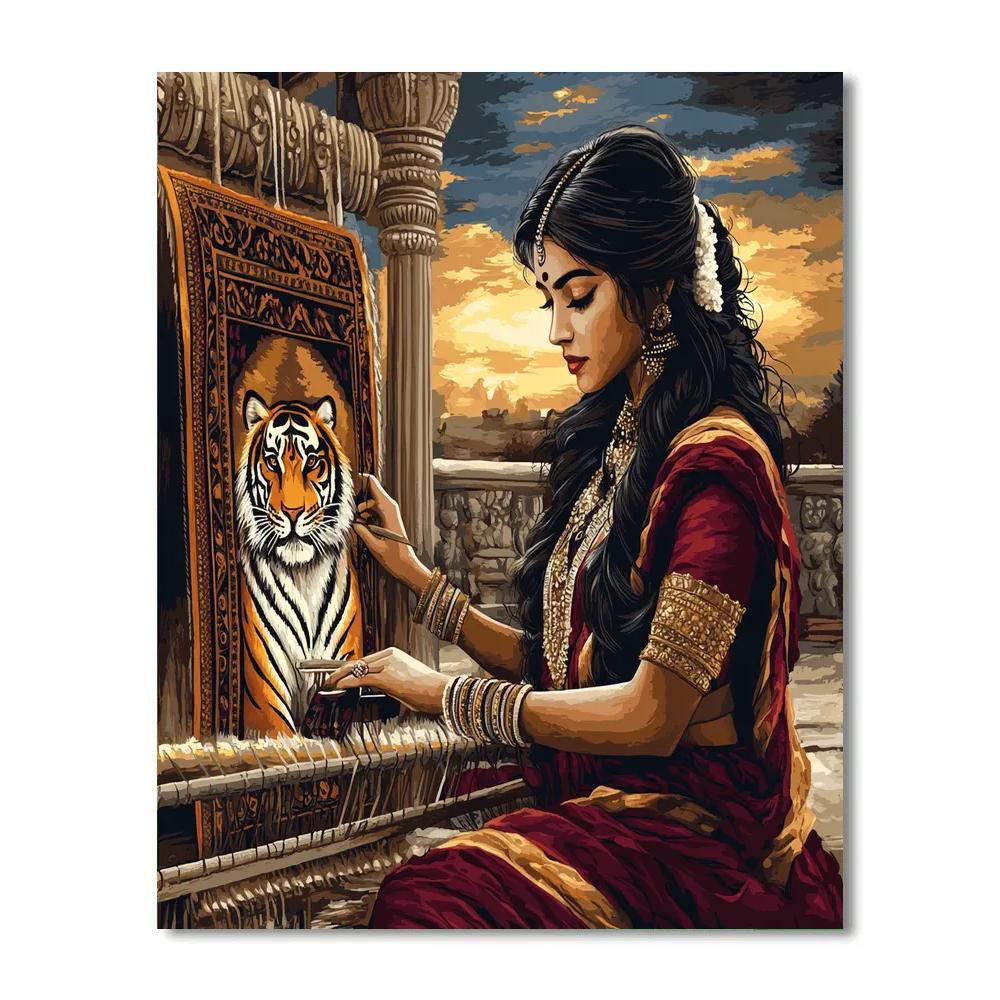 Parvati With Sacred Tiger Pattern Tapestry Painting by numbers kit