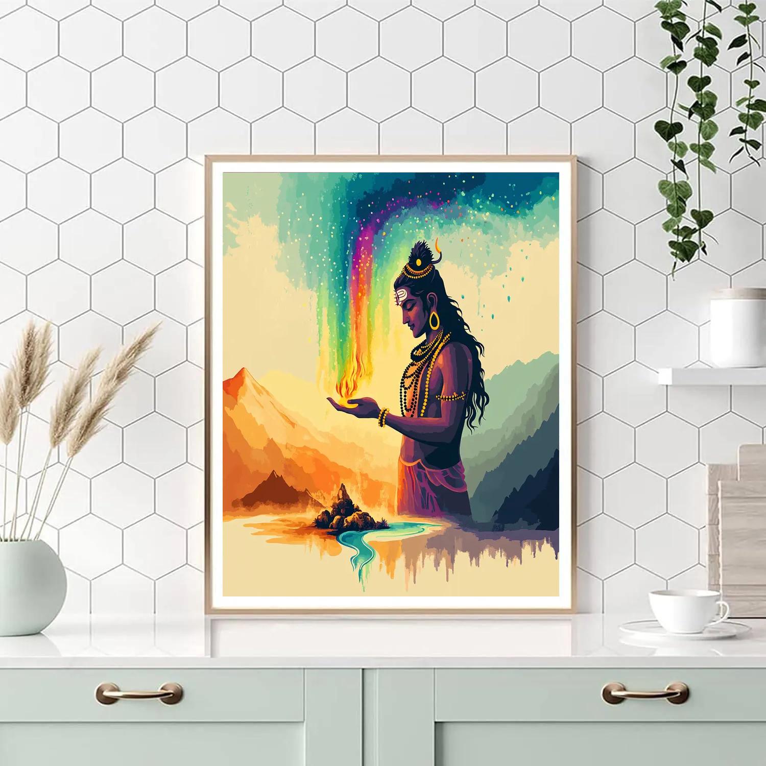 Aurora Forged Trident, Devotion To Shiva Number painting