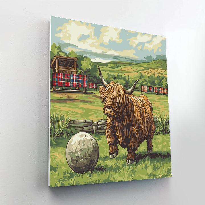 Highland Cow Highland Games Shot Put Number painting