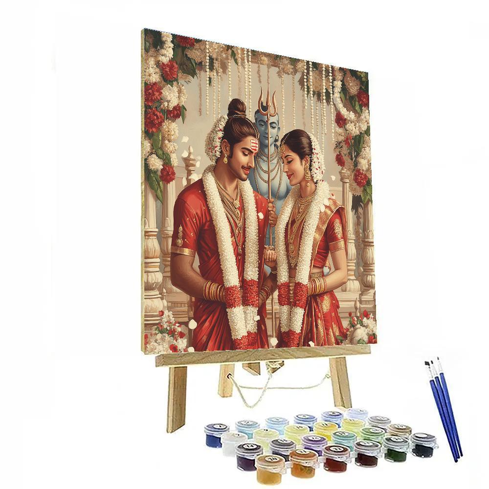 Parvati And Shiva Wedding Garland Exchange paint by color