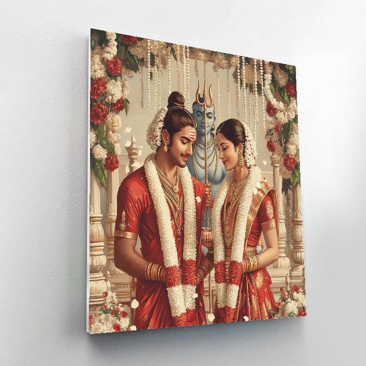 Parvati And Shiva Wedding Garland Exchange paint by color