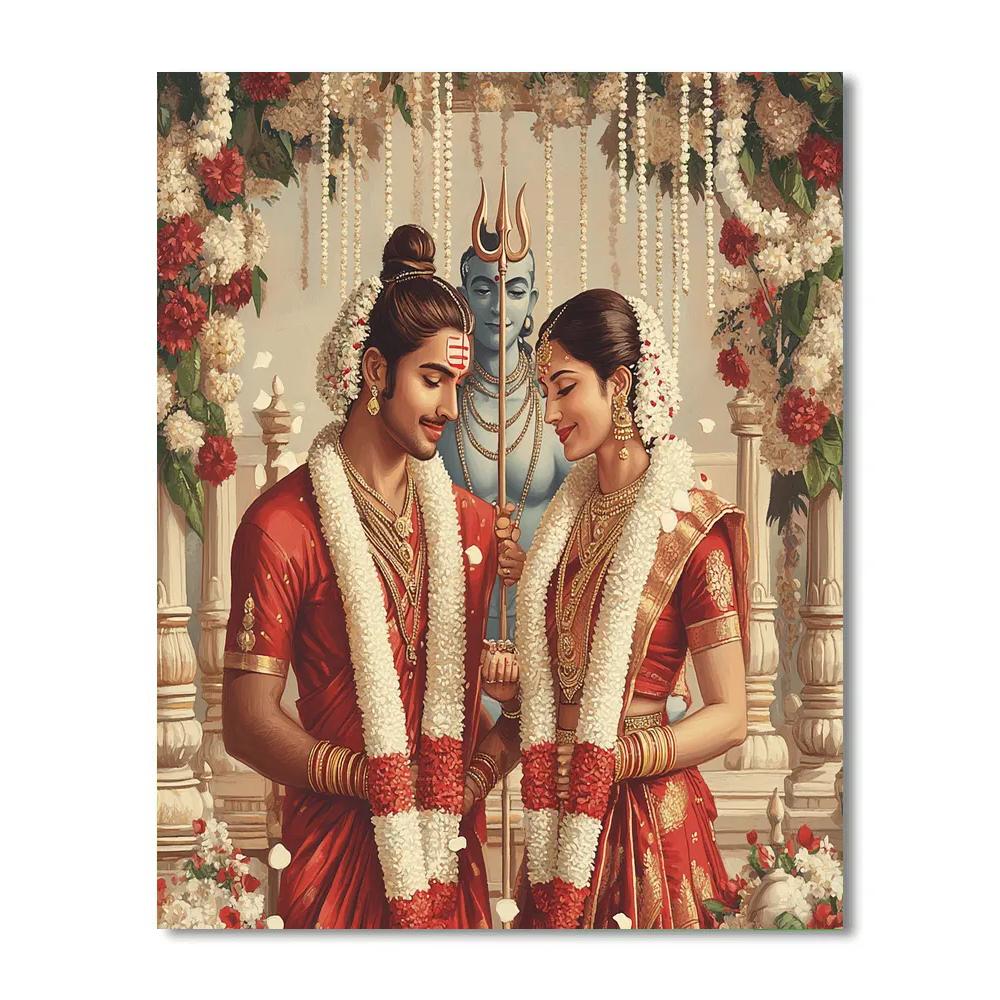 Parvati And Shiva Wedding Garland Exchange paint by color