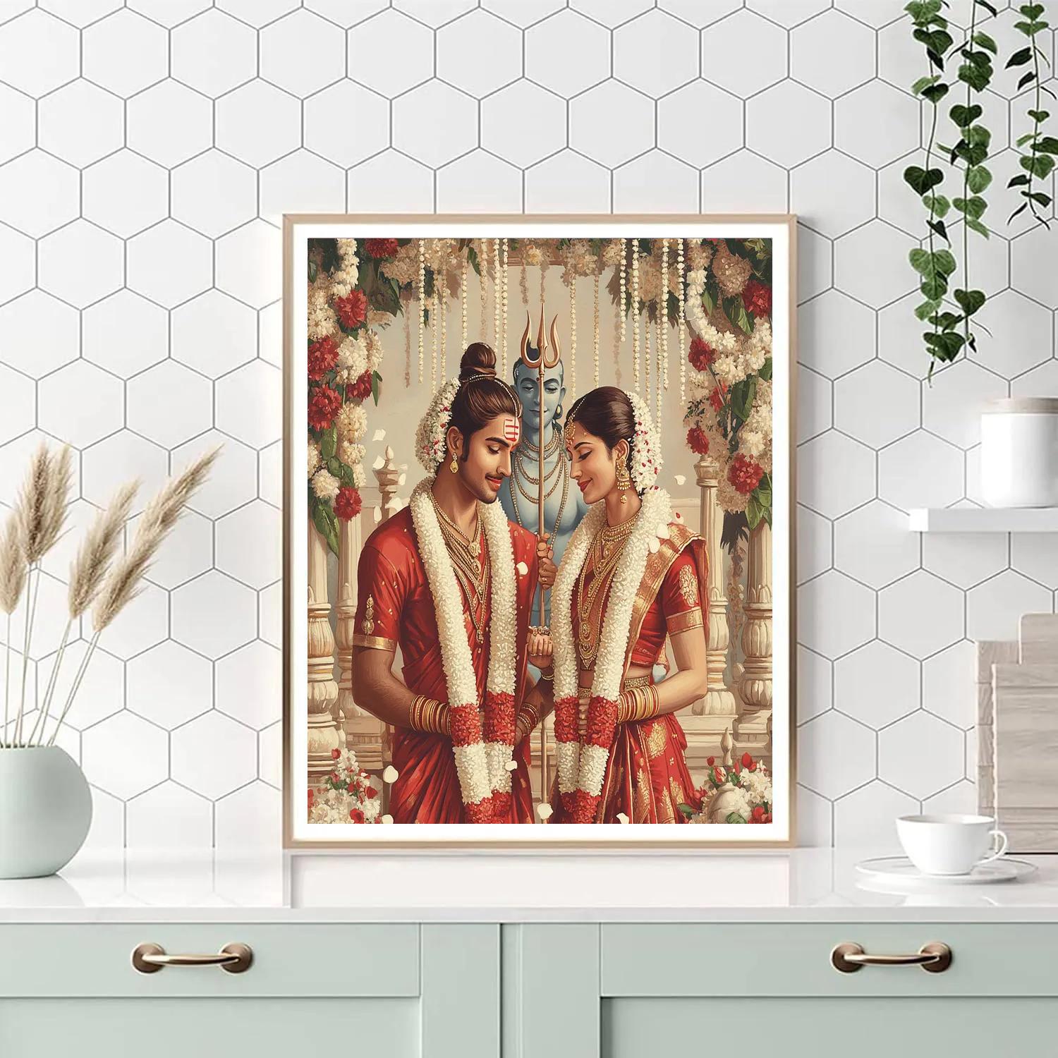 Parvati And Shiva Wedding Garland Exchange paint by color