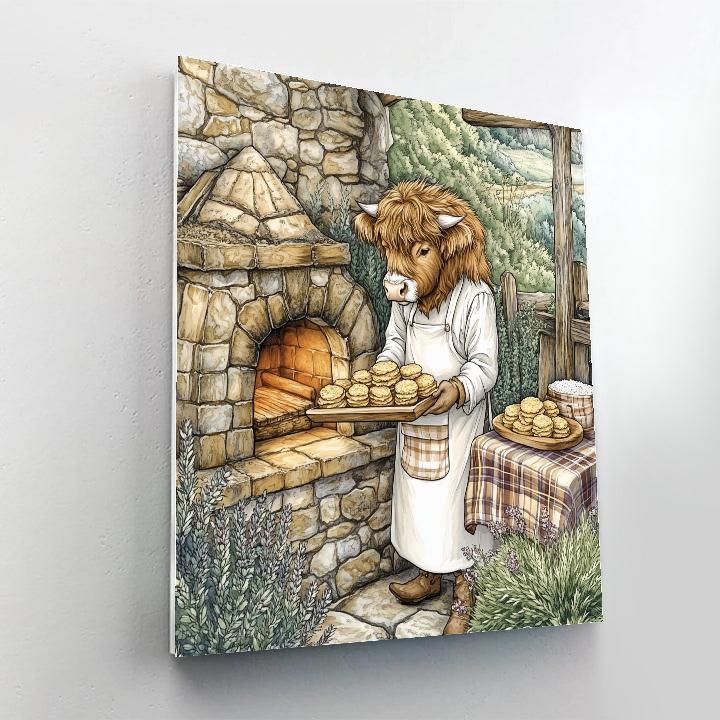 Highland Cow Baker Of Oat Scones Numbered painting kits