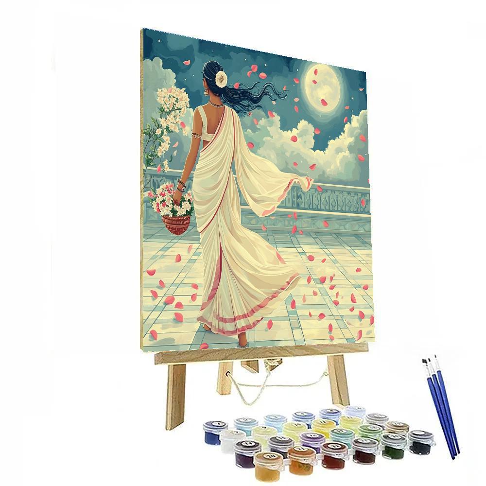 Parvati In Rain Of Jasmine Petals paint by color