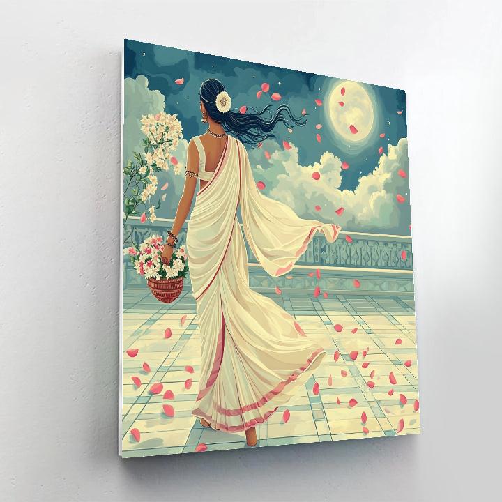 Parvati In Rain Of Jasmine Petals paint by color