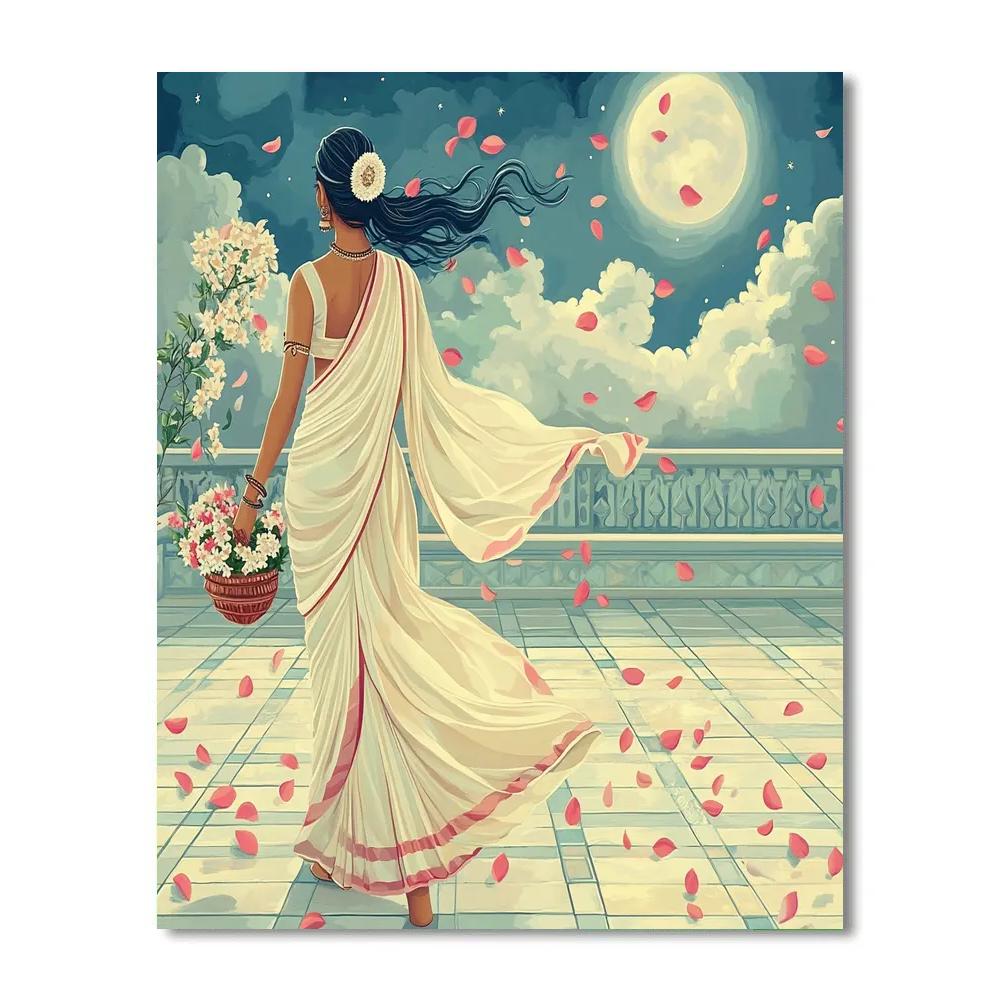 Parvati In Rain Of Jasmine Petals paint by color