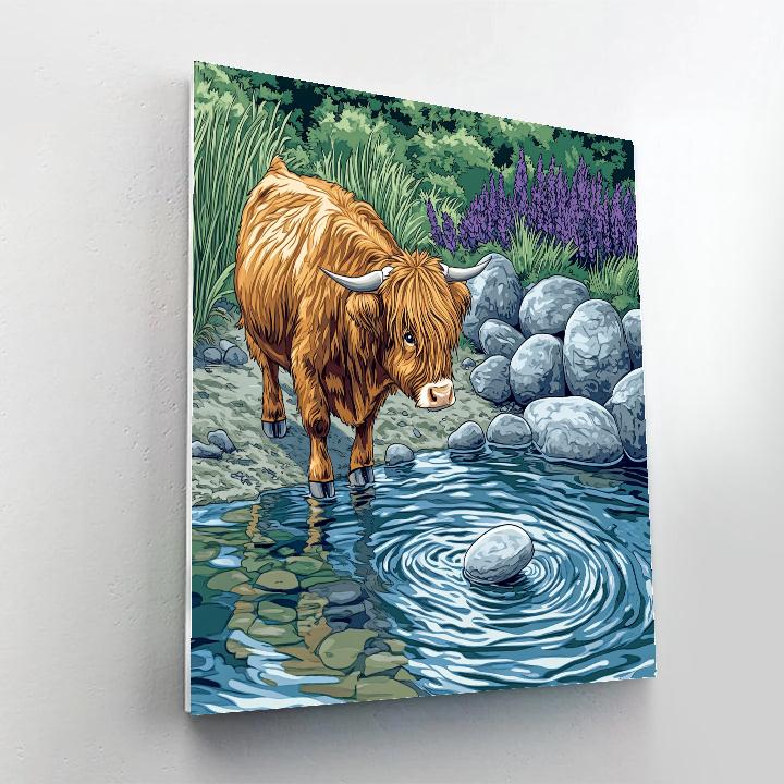 Highland Cow River Stone Skipper Numbered painting kits