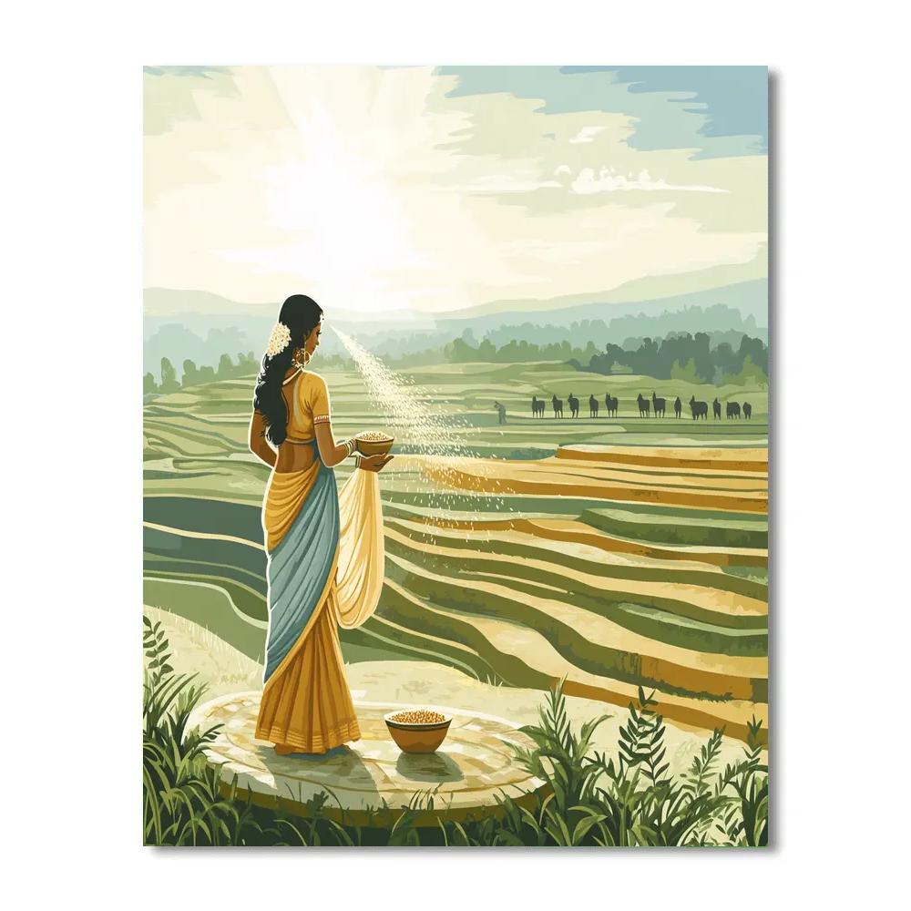 Parvati Blessing The Harvest Terrace Fields DIY paint by numbers