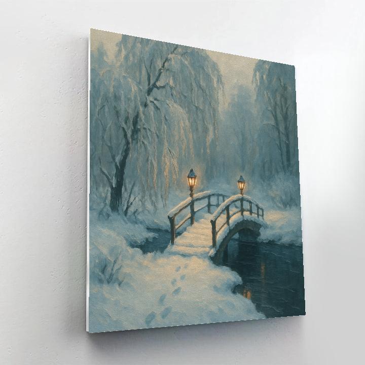 Lanternlit Willow Crossing Number painting