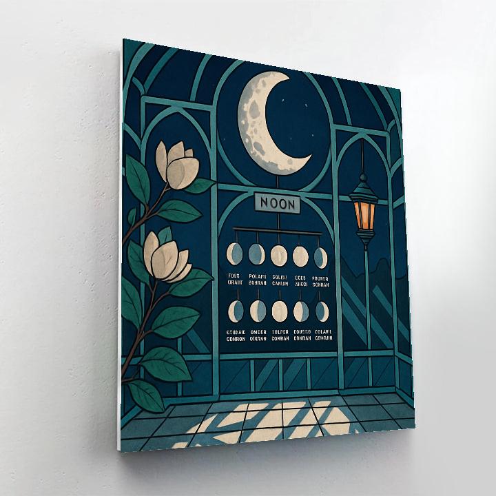 Glasshouse Conservatory Under Moonlight painting number kit