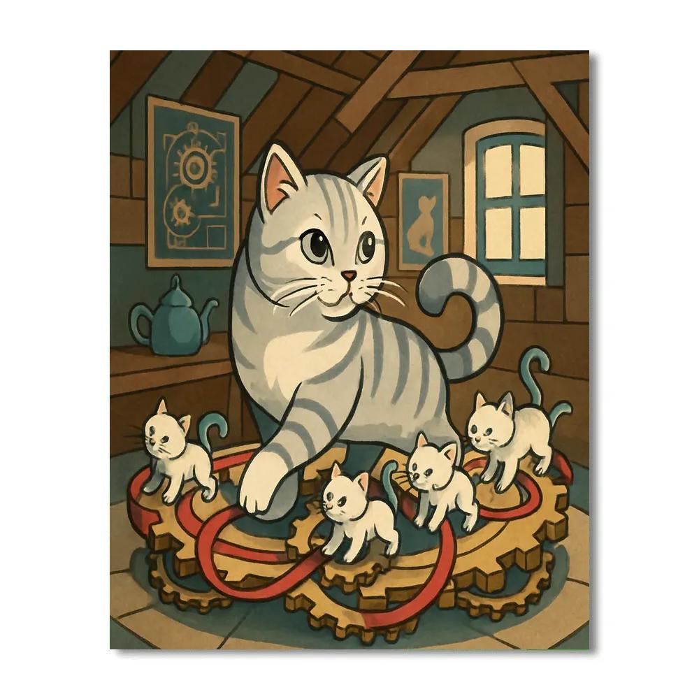 Clockwork Carousel Cat Parade paint by color