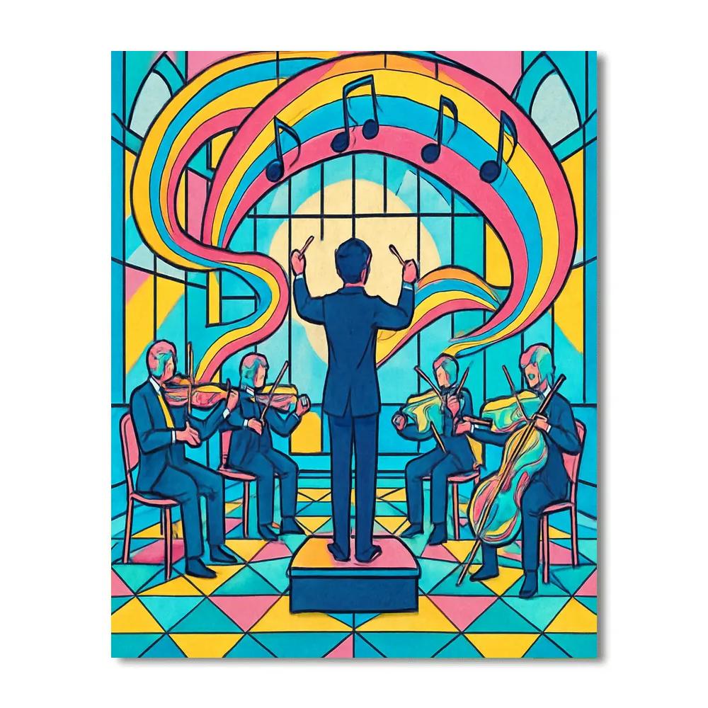 Music Prism Orchestra In A Glass Atrium Painting by numbers kit