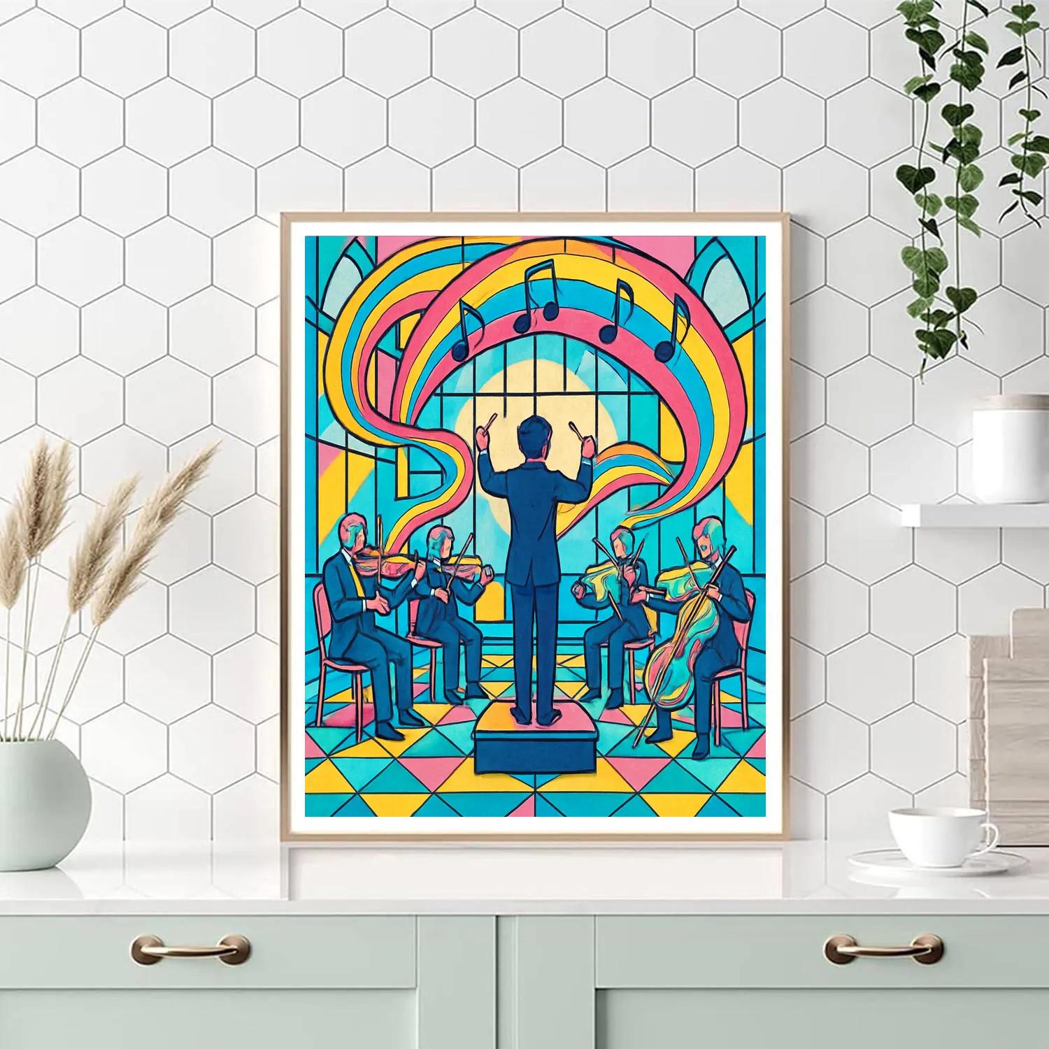 Music Prism Orchestra In A Glass Atrium Painting by numbers kit