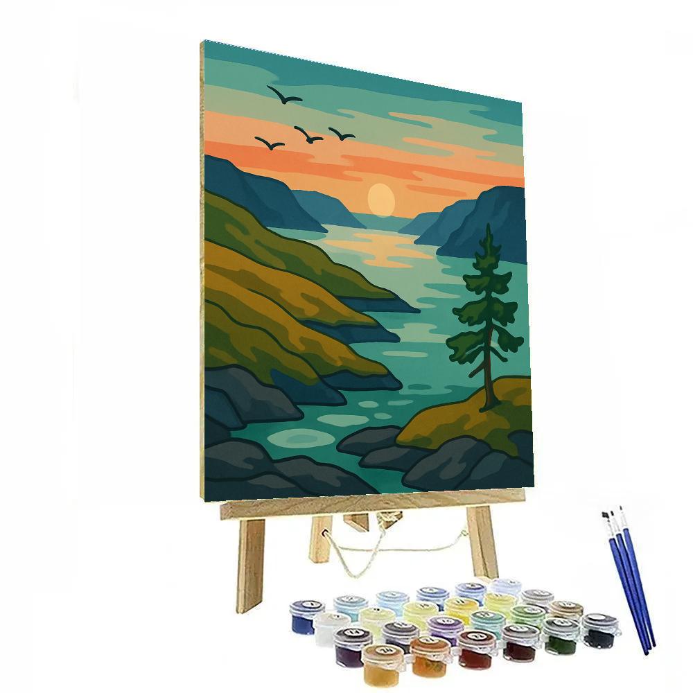 Landscape Whispering Fjord At Copper Sunset Paint by numbers kits