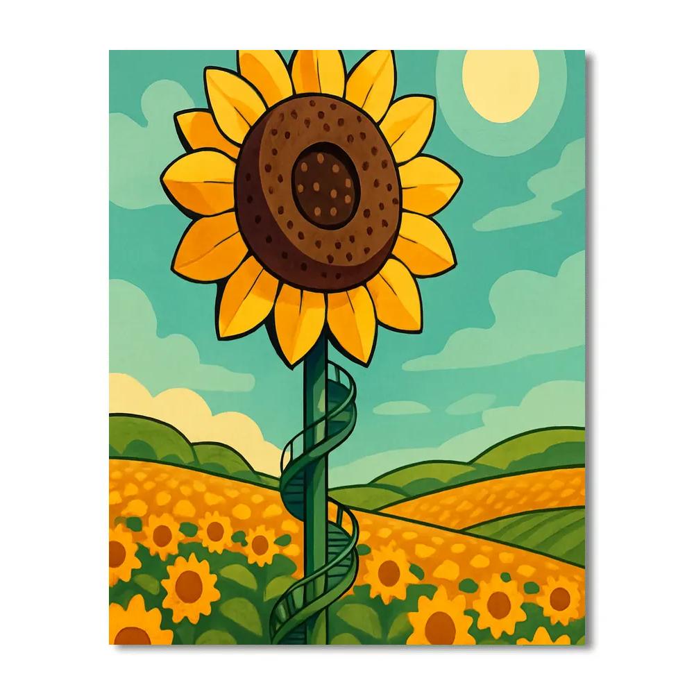 Clockwork Sunflower Observatory Number painting
