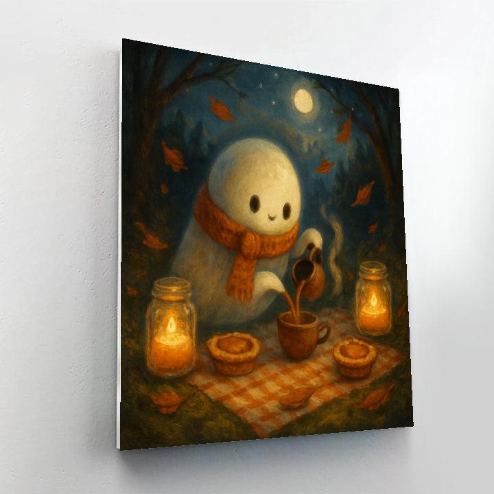 Candlelit Teacup Ghost Picnic painting number kit
