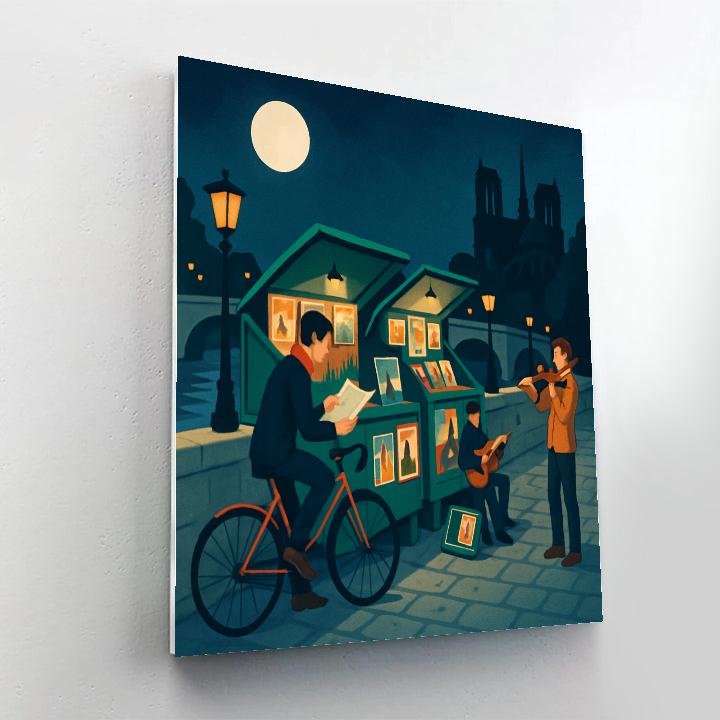 Midnight Bookstalls Of Paris paint by number