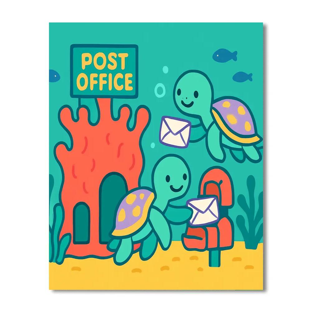 Coral Reef Post Office Run By Sea Turtles DIY paint by numbers