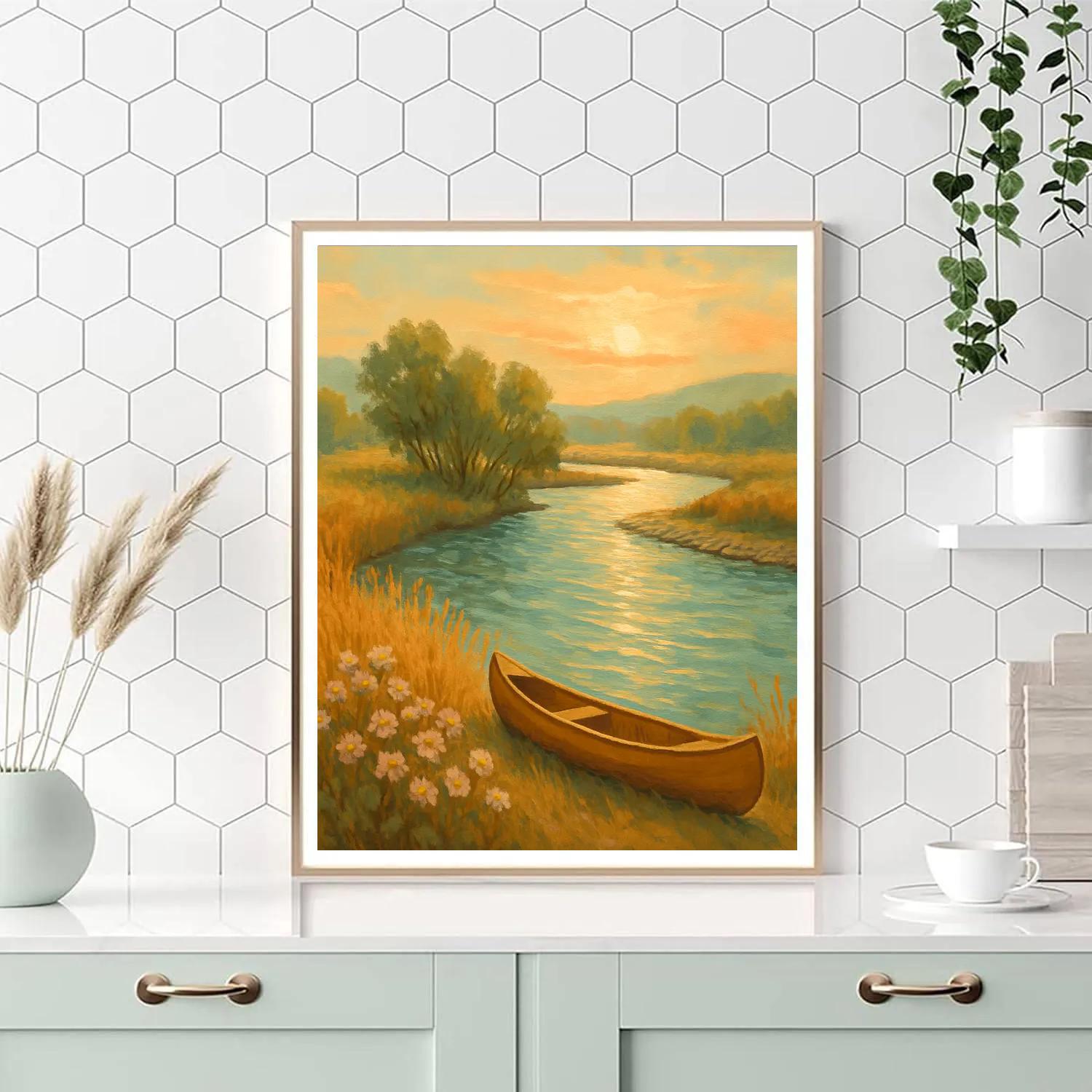 Sunrise Over The Amber Reed Riverbend DIY paint by numbers