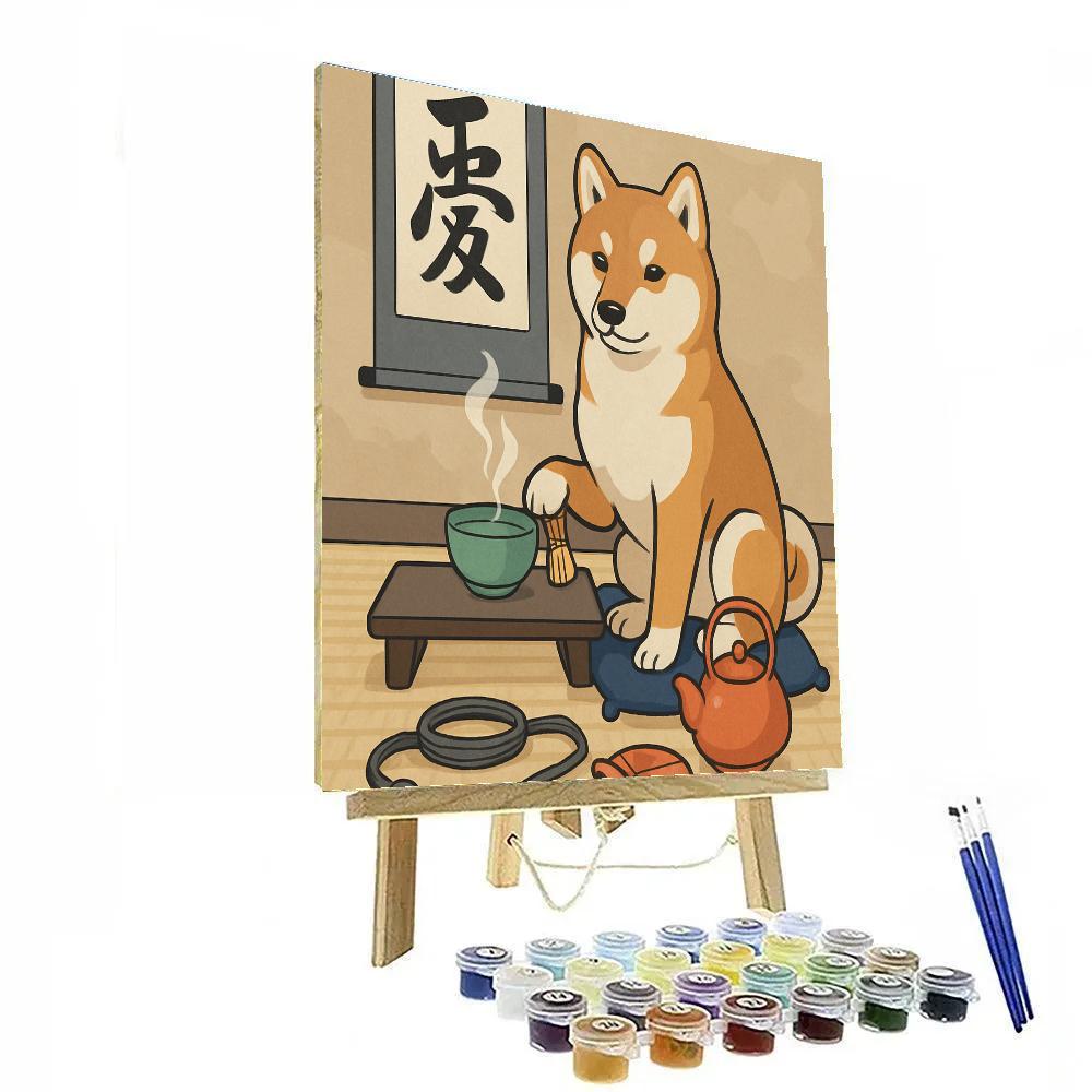 Tea House Companion With Dog painting number kit