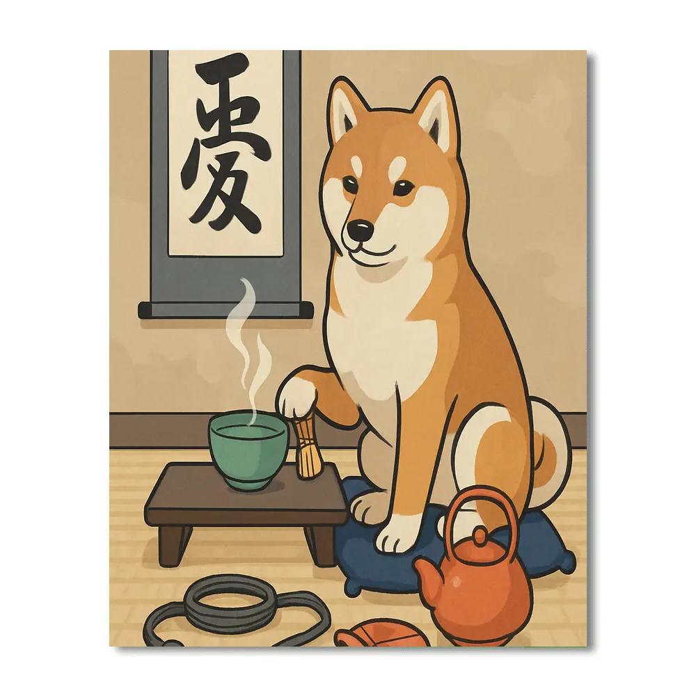 Tea House Companion With Dog painting number kit