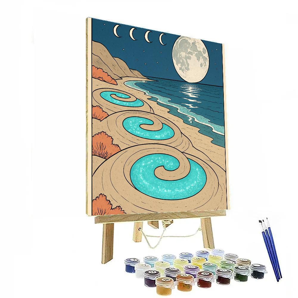 Tidebound Dunes With Moon paint by color