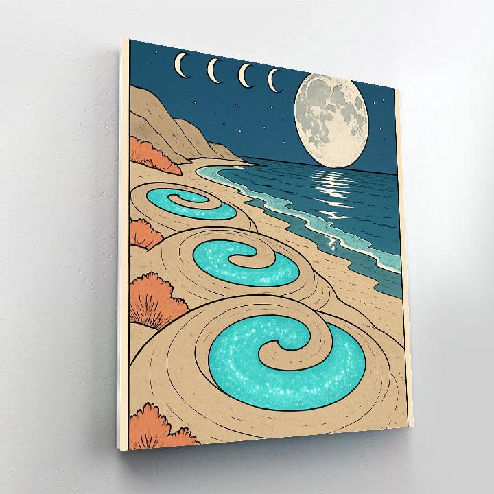 Tidebound Dunes With Moon paint by color