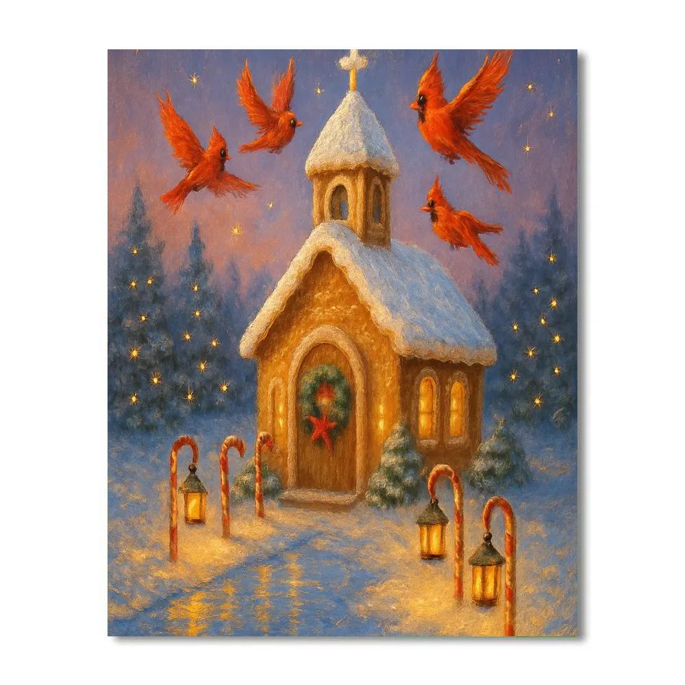 Lantern Path To The Gingerbread Chapel Numbered painting kits