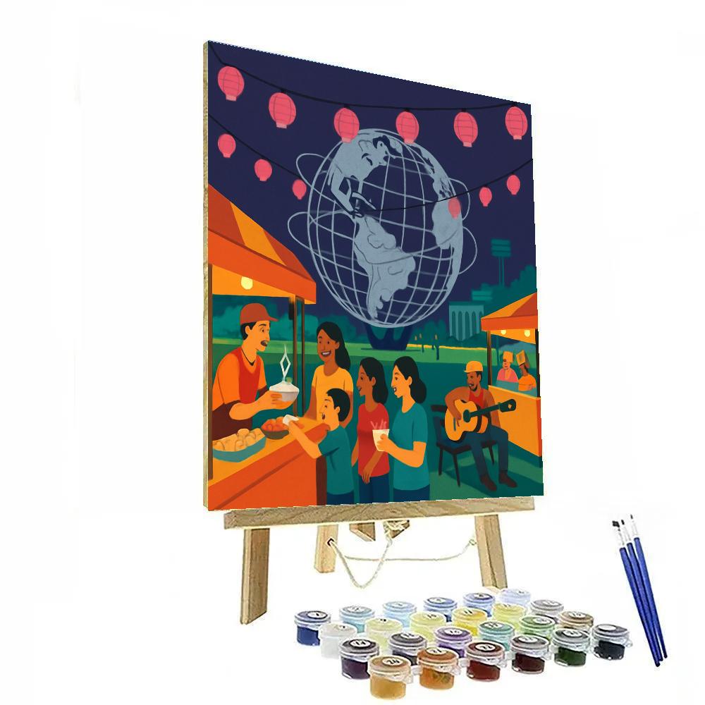 Unisphere Food Market In New York Glow paint by number