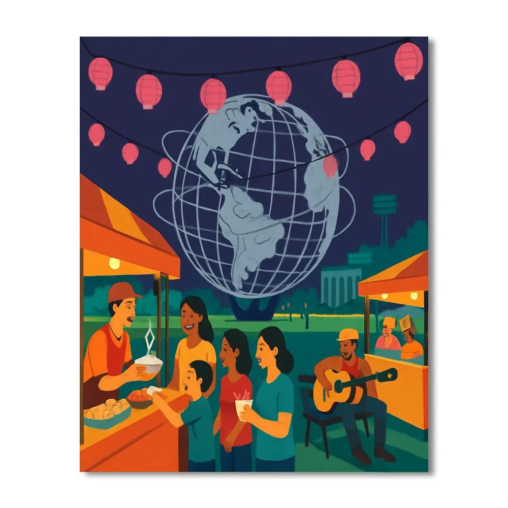 Unisphere Food Market In New York Glow paint by number