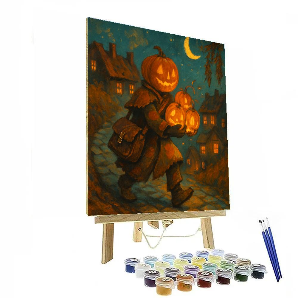 Pumpkin Lantern Postman On A Winding Hill Path painting number kit