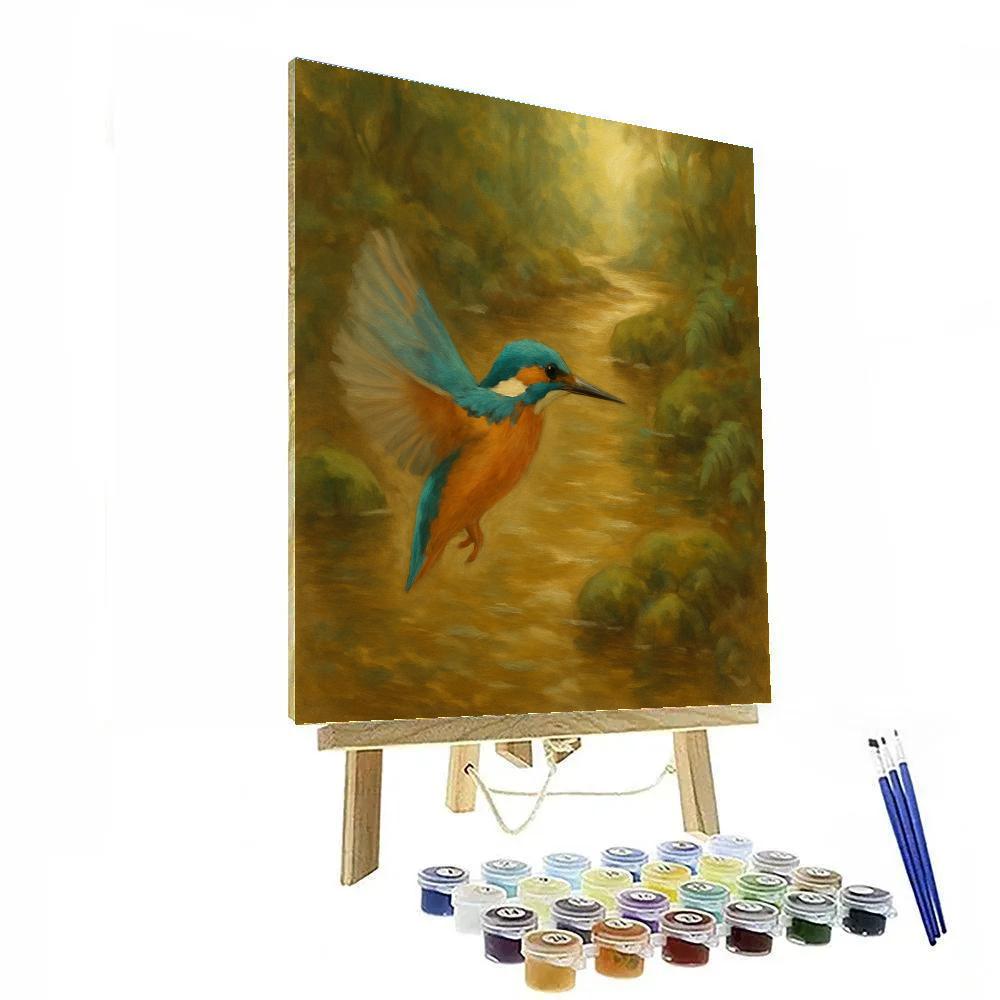 Kingfisher Over A Tea Colored Stream painting number kit